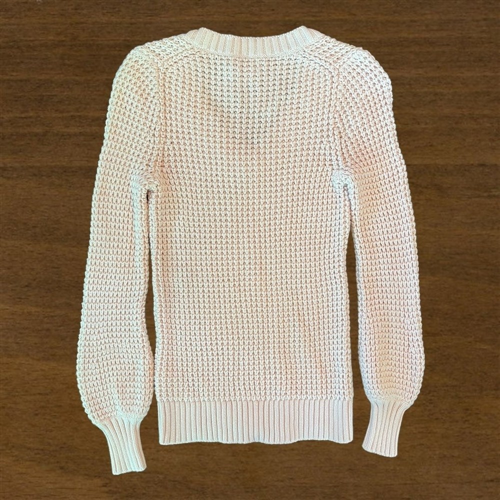 J.Crew Cotton Crochet Knit V-Neck Sweater Blush Pink XS - Picture 4 of 14